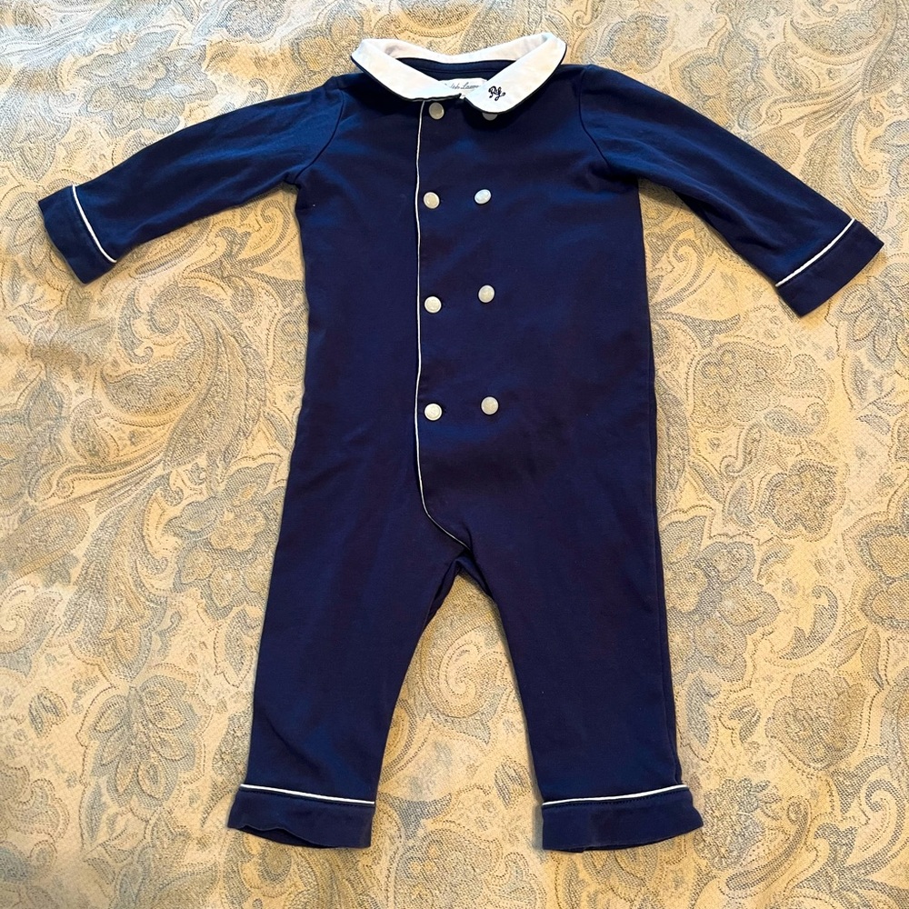 COPY - Ralph Lauren nautical longall/ romper with Peter Pan collar